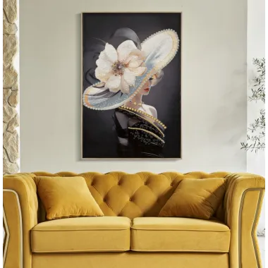 MALOWANY OBRAZ NA PŁÓTNIE Lakierowany WIEN HAT -A- W RAMIE 62x4x92 cm